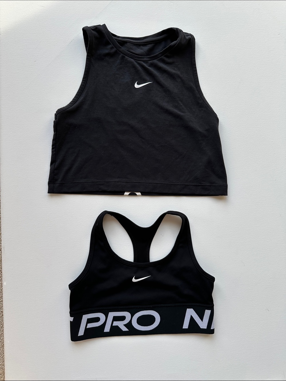Girls Nike Pro Swoosh Dri-FIT Black Sports Bra and Nike Pro Dri-FIT Tanktop YS